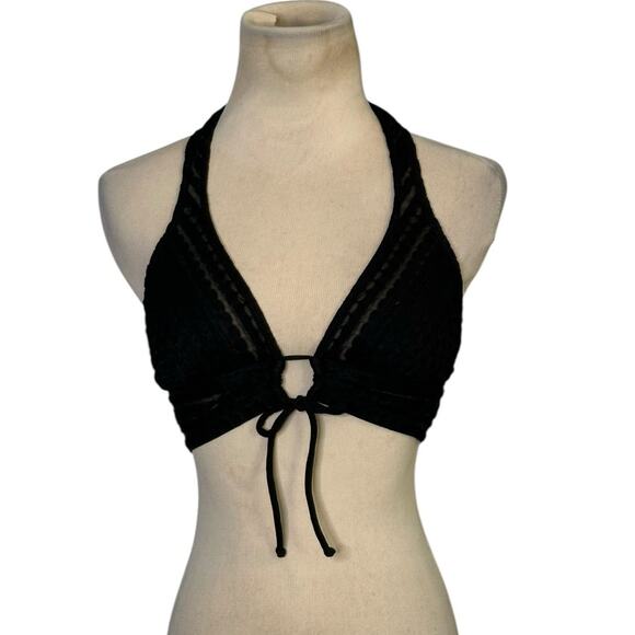 Robin Piccone Carly Lace Halter Bikini Top in Black Size XS - Picture 1 of 14